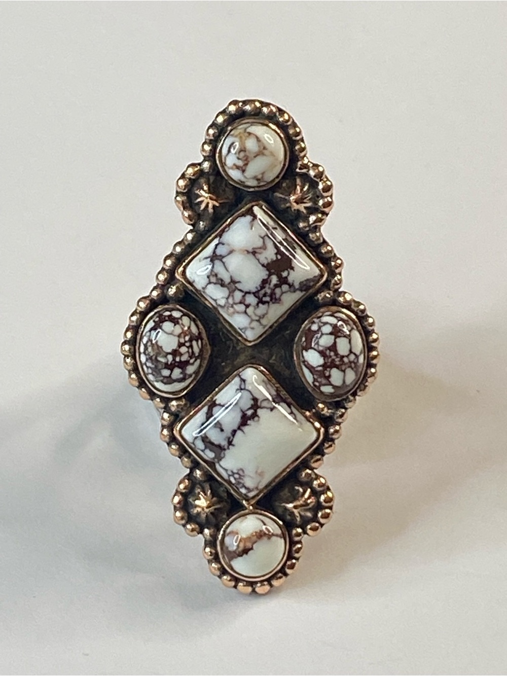 Solid Copper Wild Horse Magnesite Gemstone Adjustable Statement Ring Southwest